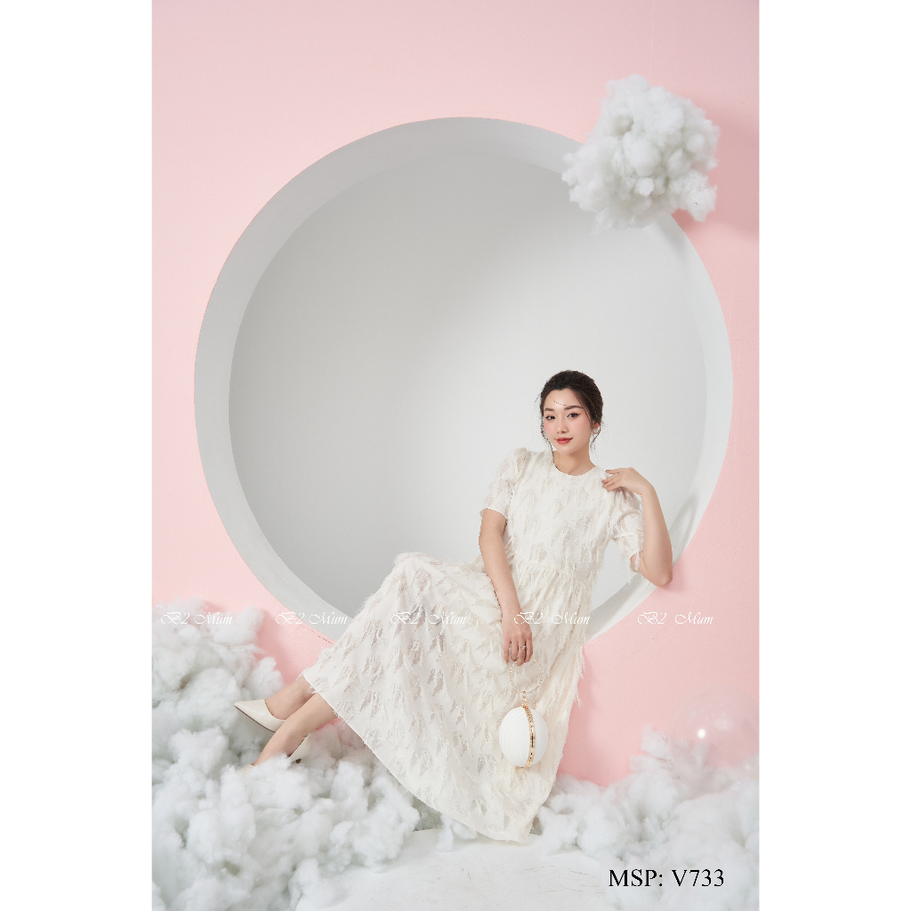 Váy bầu Chất voan, toàn bộ lông hướng quay xuống, ko làm cúc chỉnh bụng, sinh xong vẫn mặc được,có túi V733 B2MUM