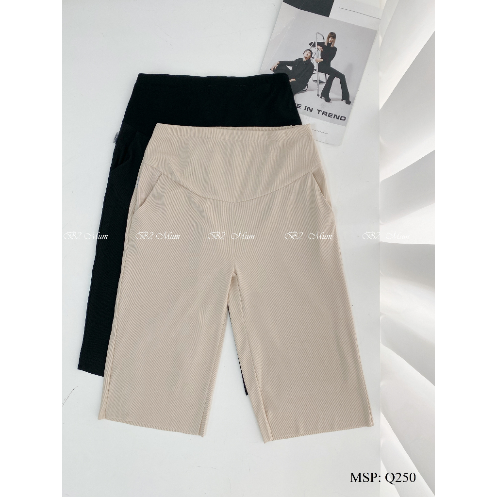 Quần bầu ngố Chất tăm siêu mềm mát Quần có túi thật có chun chỉnh bụng Q250 thiết kế by B2MUM