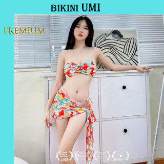 BIKINI MẢNH KÈM KHĂN HỌA TIẾT XANH NGỌC LOANG ĐỎ BIKINISTORE