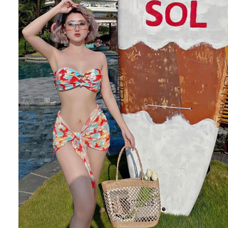 BIKINI MẢNH KÈM KHĂN HỌA TIẾT XANH NGỌC LOANG ĐỎ BIKINISTORE