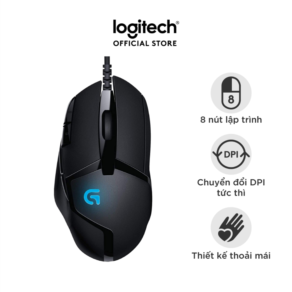 [Mã ELCL7 giảm 7% đơn 300K] Chuột game có dây Logitech G402 Hyperion Fury FPS - Theo dõi tốc độ cao, 8 nút lập trình