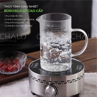 Cốc thủy tinh chia vạch có quai chịu nhiệt đun trực tiếp được trên bếp