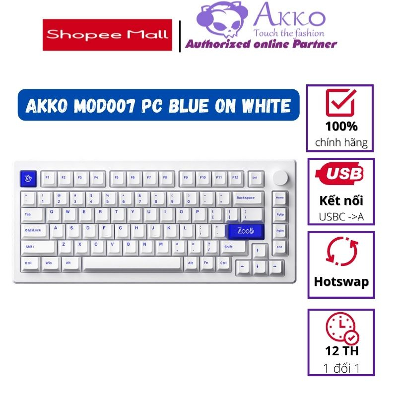 Bàn phím AKKO MOD007 PC Blue on White (Akko cs switch - Piano) | Shopee ...
