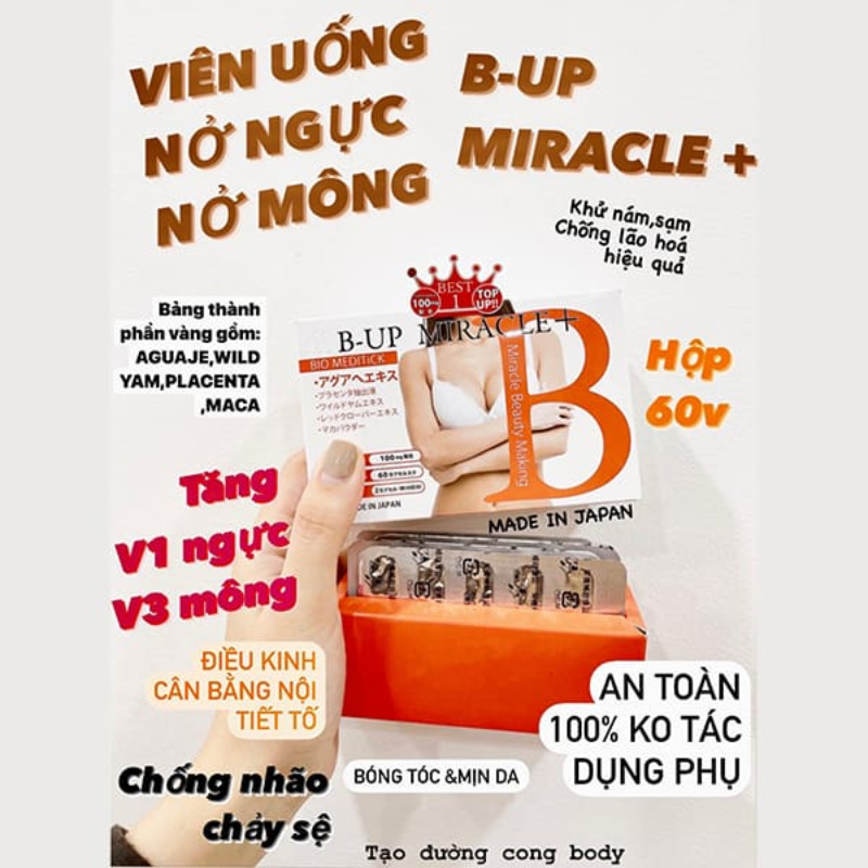 Viên uống B-Up Miracle tăng kích thước vòng 1 và vòng 3