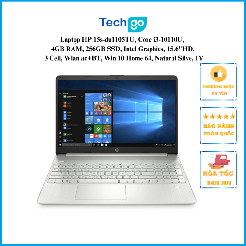 Laptop Hp 15s Du1105tu Core I3 10110u 4gb 256gb Ssd Intel Graphics 156hd 3 Cell Wlan Ac 0177