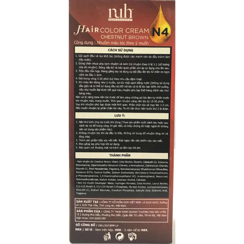 Kem nhuộm tóc phủ bạc - Nuh - Đã có sẵn trợ nhuộm (60ml x 2)