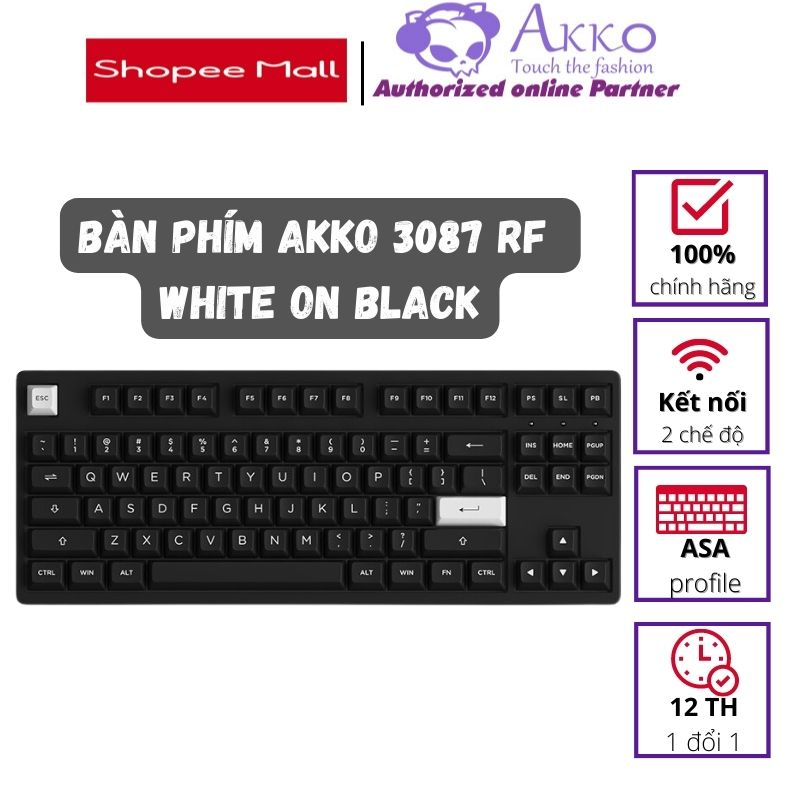 Bàn phím cơ AKKO 3087 RF White on Black (2.4Ghz / AKKO sw v3) | Shopee ...
