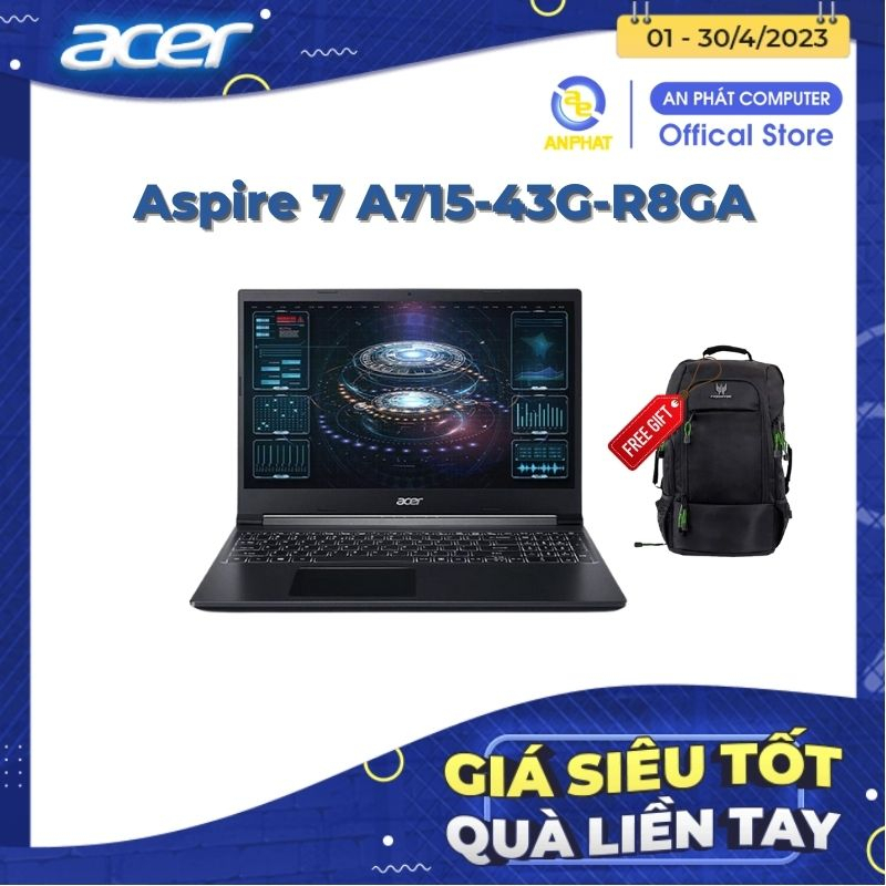 [Mã ELCL12 giảm 12% đơn 10TR] Laptop gaming Acer Aspire 7 A715 43G R8GA ( Ryzen R5-5625U / GTX 3050 4GB)