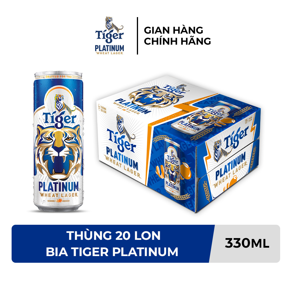 HỎA TỐC HCM Thùng 20 lon bia lúa mì Tiger Platinum Wheat Lager 330ml/lon