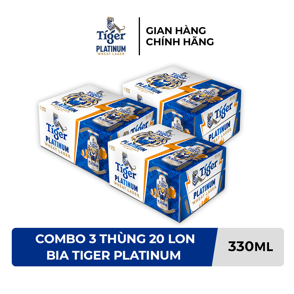 HỎA TỐC HCM - Combo 3 Thùng 20 lon bia lúa mì Tiger Platinum Wheat Lager 330ml/lon