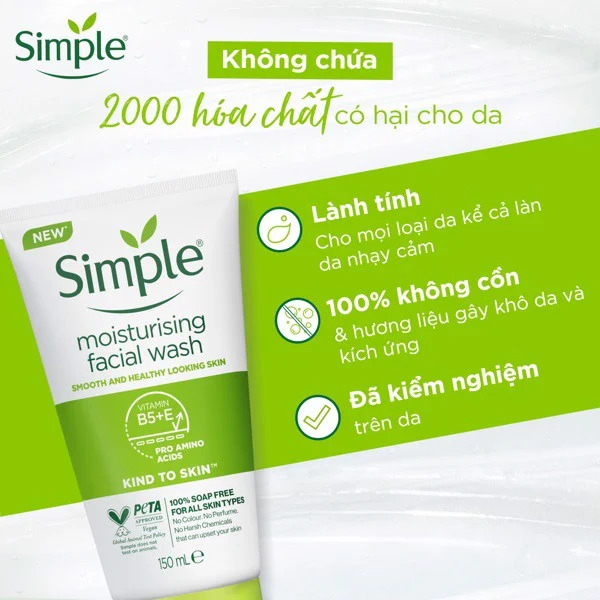 Ảnh Sữa Rửa Mặt Dưỡng Ẩm Cho Da Dầu Mụn Nhạy Cảm Simple Kind To Skin Refreshing Facial Wash 150ml 4