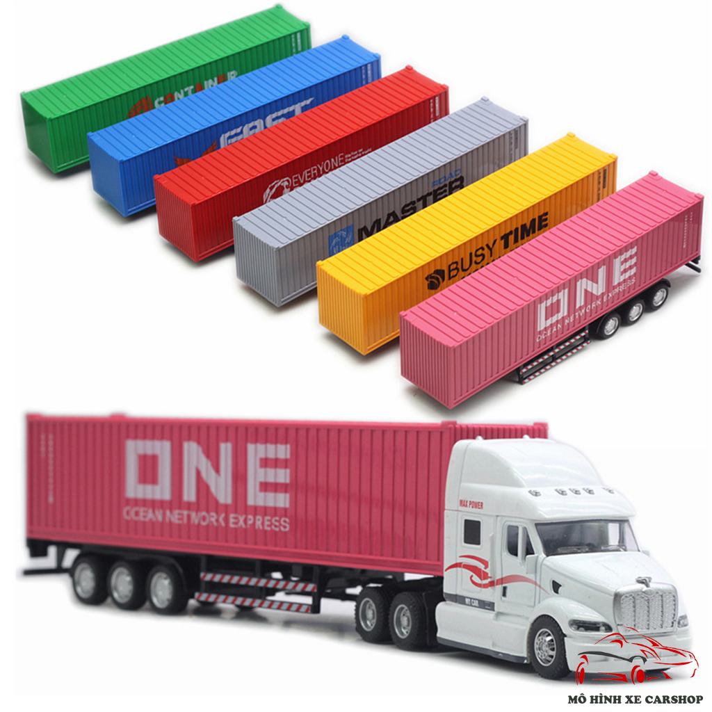 Đồ chơi xe đầu kéo container đầu bằng hợp kim có đèn và âm thanh chạy ...