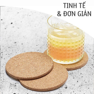 Đế lót ly thấm hút nước bằng gỗ bần thân thiện môi trường