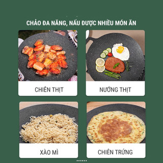 Chảo Đá Nướng Thịt Chống Dính Không Cần Dầu Hàn Quốc Size 34cm 38cm Chống Gỉ Chắc Chắn 88369