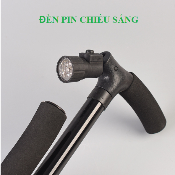 Gậy chống cho người già chống trượt có thể gập gọn, kết hợp đèn pin và tay vịn phụ