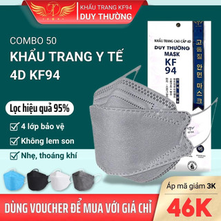Khẩu Trang KF94 Kháng Khuẩn, Chống Tia UV, Chống Nắng, Bộ Lọc 4 Lớp Chống Bụi Mịn, Combo 50 Cái- Duy Thường Mask