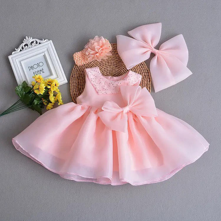 đầm công chúa bé gái hồng voan giá rẻ rẻ 4 -33 kg