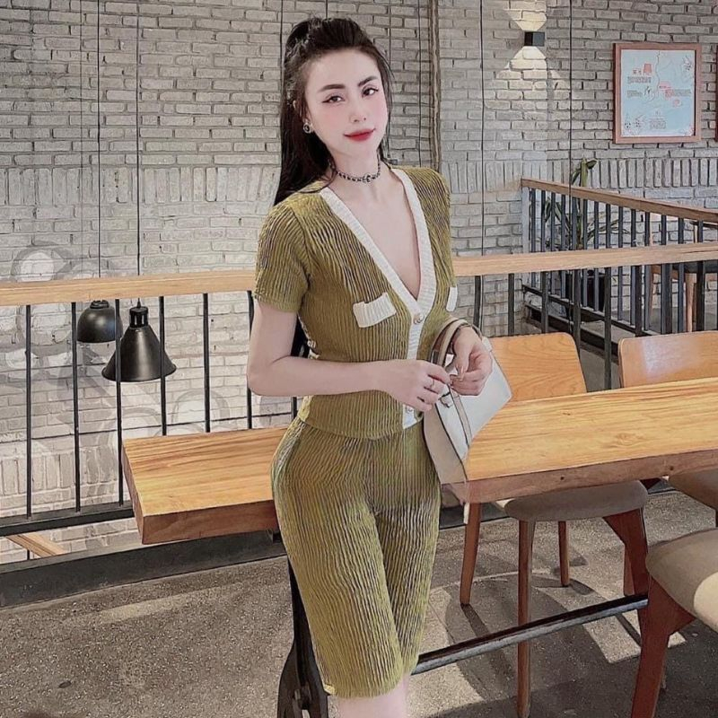 Đồ bộ nữ quần lửng ngố bigszie chất vải sốp hot trend ESHOP Đồ bộ đồ mặc nhà bigsize đẹp dễ thương đi chơi ngủ DB40