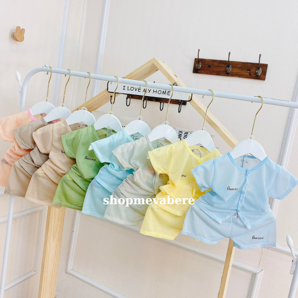 Sét 5 Bộ quần áo ngắn tay cho trẻ sơ sinh từ 0-2 tuổi,chất vải tăm trơn BO56-COMBO5