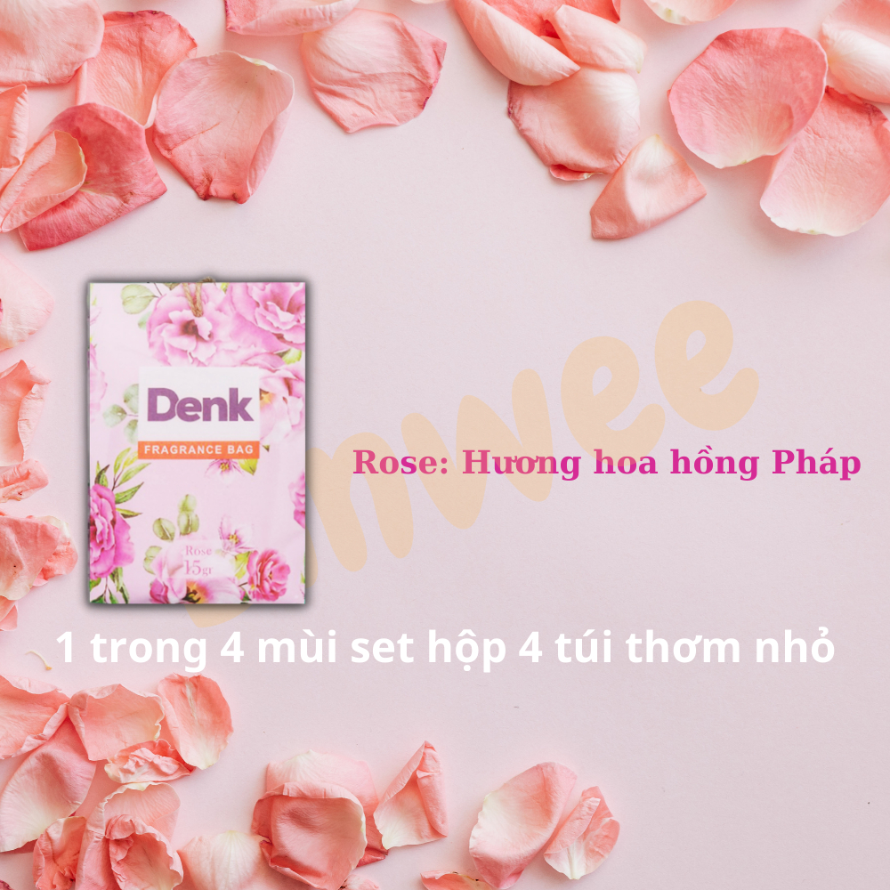 Túi thơm để tủ quần áo Denkclin hộp 4 gói mùi hoa thiên nhiên thơm phòng ngủ treo xe nhà vệ sinh