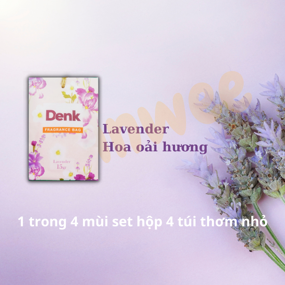 Túi thơm để tủ quần áo Denkclin hộp 4 gói mùi hoa thiên nhiên thơm phòng ngủ treo xe nhà vệ sinh