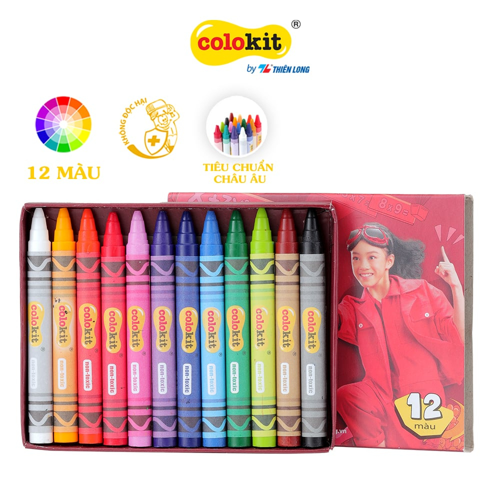 Combo 3-5-10 Sáp màu Colokit CR-C016,Màu sắc tươi sáng đúng chuẩn màu mỹ thuật. Tô mịn, ít bụi, màu phủ đều, bền màu.