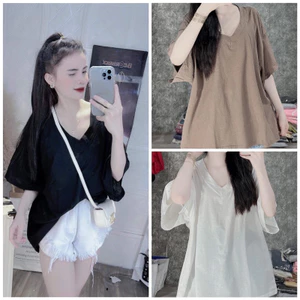 Áo thun cotton khô 3158 cổ tim dáng trơn