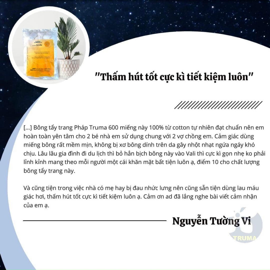 BÔNG TẨY TRANG TRUMA 600 MIẾNG CỦA PHÁP