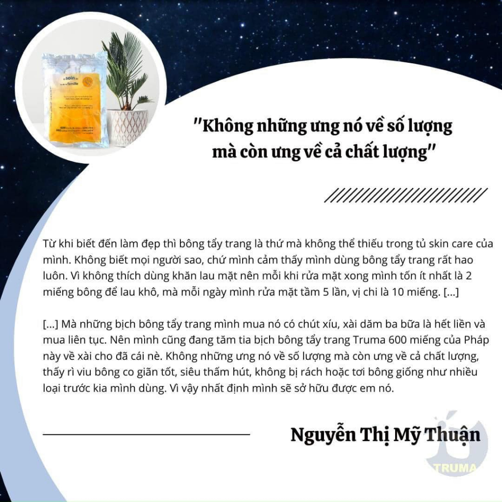 BÔNG TẨY TRANG TRUMA 600 MIẾNG CỦA PHÁP
