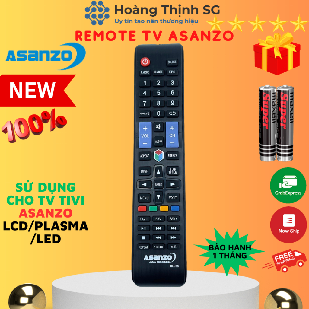 Remote điều khiển tivi Asanzo , điều khiển TV Asanzo - Tặng kèm pin ...
