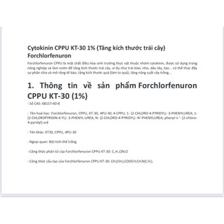 Chất tăng kích thước trái cây - Cytokinin CPPU KT-30 1% (100g)