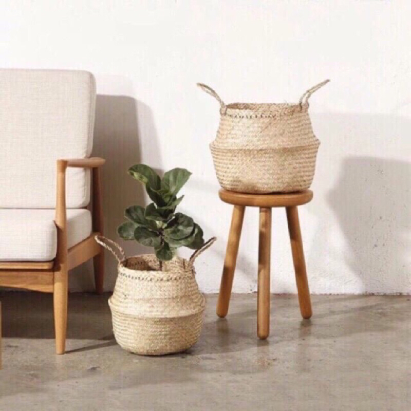 Giỏ cói dùng trồng cây và trang trí nhà và decor quán siêu đẹp