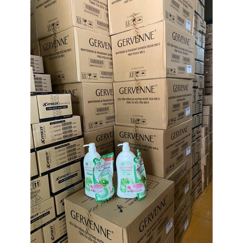 Sữa tắm Gervenne 900g Tặng Túi 200gr  / 1.2kg tặng kèm túi 450gr- Cho Làn Da Sáng Mịn
