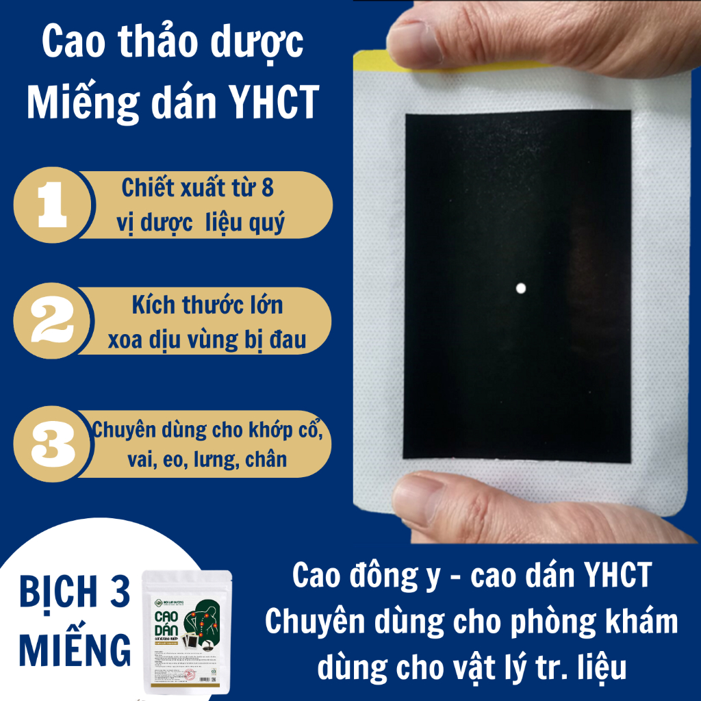 Cao dán xương khớp Calen Nature Farm cho người đau lưng, đau cổ vai gáy, đau khớp gối,đau thần kinh tọa bịch 3 miếng lớn