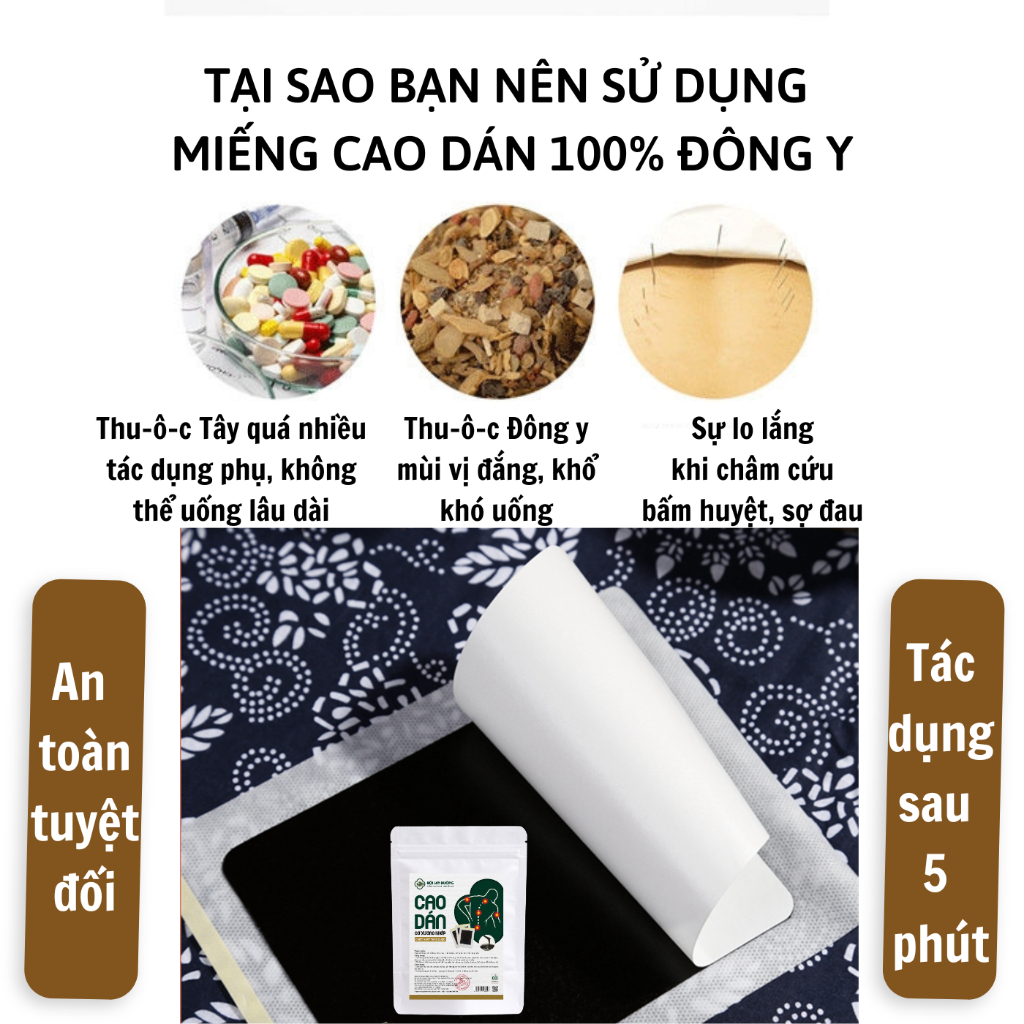 Cao dán xương khớp Calen Nature Farm cho người đau lưng, đau cổ vai gáy, đau khớp gối,đau thần kinh tọa bịch 3 miếng lớn