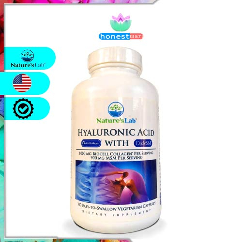 Hỗ trợ khớp Nature's Lab Hyaluronic Acid with BioCell Collagen, 180