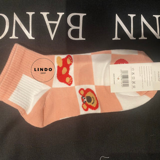 Tất cổ ngắn nữ Gấu Dâu phong cách Hàn Quốc hiện đại LINDO - Tất/ vớ chất liệu cotton thấm hút mồ hôi, thoáng khí