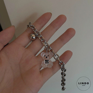 Vòng Đeo Tay Gấu Trong Suốt LINDO Phong cách Thời Trang Hàn Quốc - Vòng tay Tình Bạn, Đeo Lẻ Hoặc Đeo Cặp