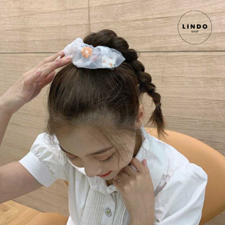 Dây Cột Tóc Lưới Thêu Hoa Cúc Nhỏ Dễ Thương LINDO Phong Cách Hàn Quốc