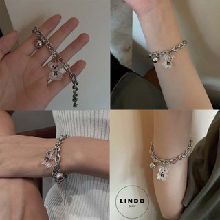Vòng Đeo Tay Gấu Trong Suốt LINDO Phong cách Thời Trang Hàn Quốc - Vòng tay Tình Bạn, Đeo Lẻ Hoặc Đeo Cặp