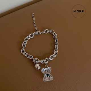 Vòng Đeo Tay Gấu Trong Suốt LINDO Phong cách Thời Trang Hàn Quốc - Vòng tay Tình Bạn, Đeo Lẻ Hoặc Đeo Cặp