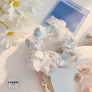 Dây Cột Tóc Lưới Thêu Hoa Cúc Nhỏ Dễ Thương LINDO Phong Cách Hàn Quốc