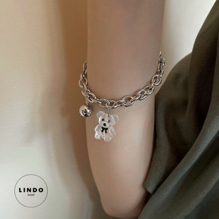 Vòng Đeo Tay Gấu Trong Suốt LINDO Phong cách Thời Trang Hàn Quốc - Vòng tay Tình Bạn, Đeo Lẻ Hoặc Đeo Cặp