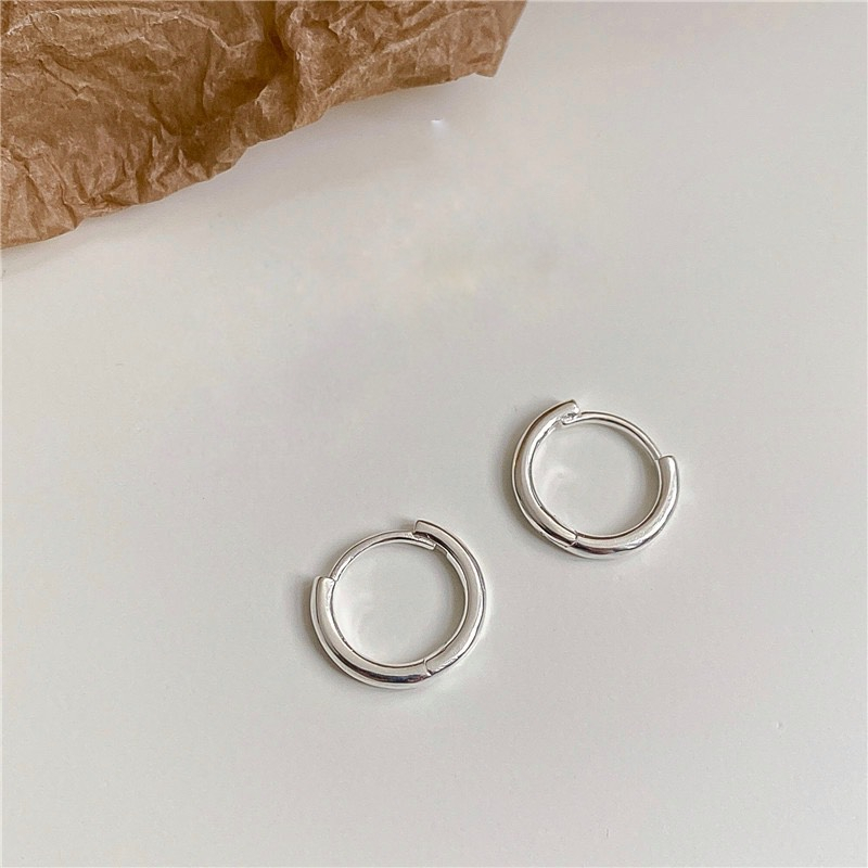 Ảnh Khuyên bấm bạc tròn trơn unisex nam nữ đơn giản Dế Bạc - bạc 925 an toàn cho da - K5589 3