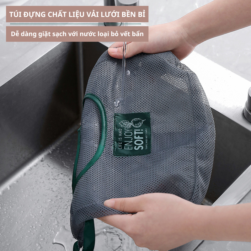 Túi Vải Lưới Xanh Treo Tường,Túi Đựng Hành Tỏi Chống Ẩm Mốc Đa Năng Tái Sử Dụng Tiện Lợi Cho Nhà Bếp