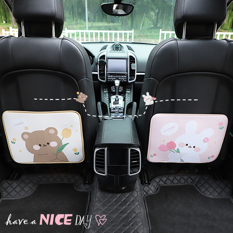 Tấm lót dễ thương gắn lưng ghế xe hơi bảo vệ chống thấm nước / chống đá chân vào ghế