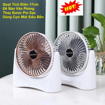 Quạt tích điện mini để bàn không dây Cao Cấp SS70 – Quạt tích điện,Quạt sạc điện để bàn SUPER FAN di chuyển tiện lợi