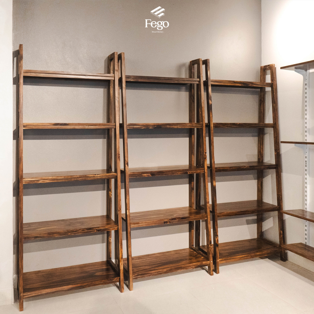 Ảnh Kệ sách gỗ thông harmon 5 tầng FEGO thiết kế thanh giằng chắc chắn dành cho cửa hàng và văn phòng 1