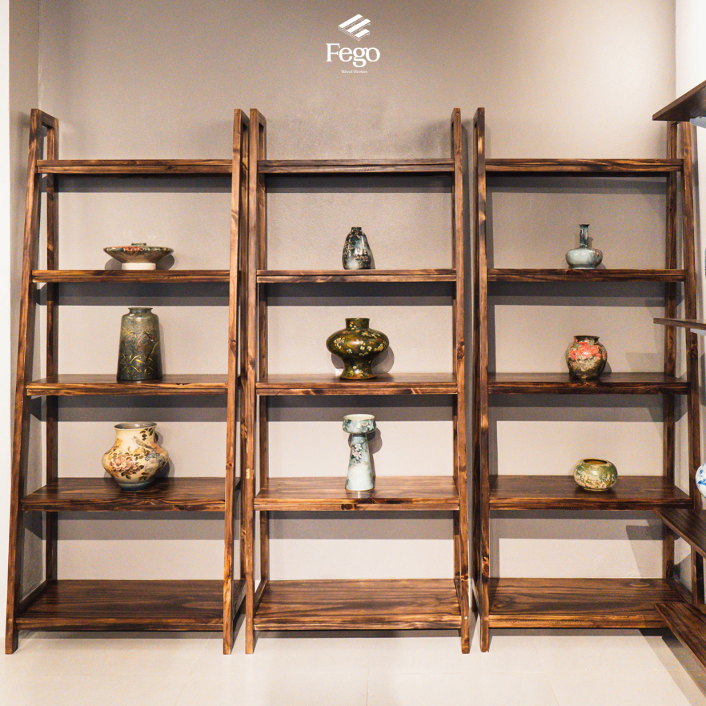 Ảnh Kệ sách gỗ thông harmon 5 tầng FEGO thiết kế thanh giằng chắc chắn dành cho cửa hàng và văn phòng 2