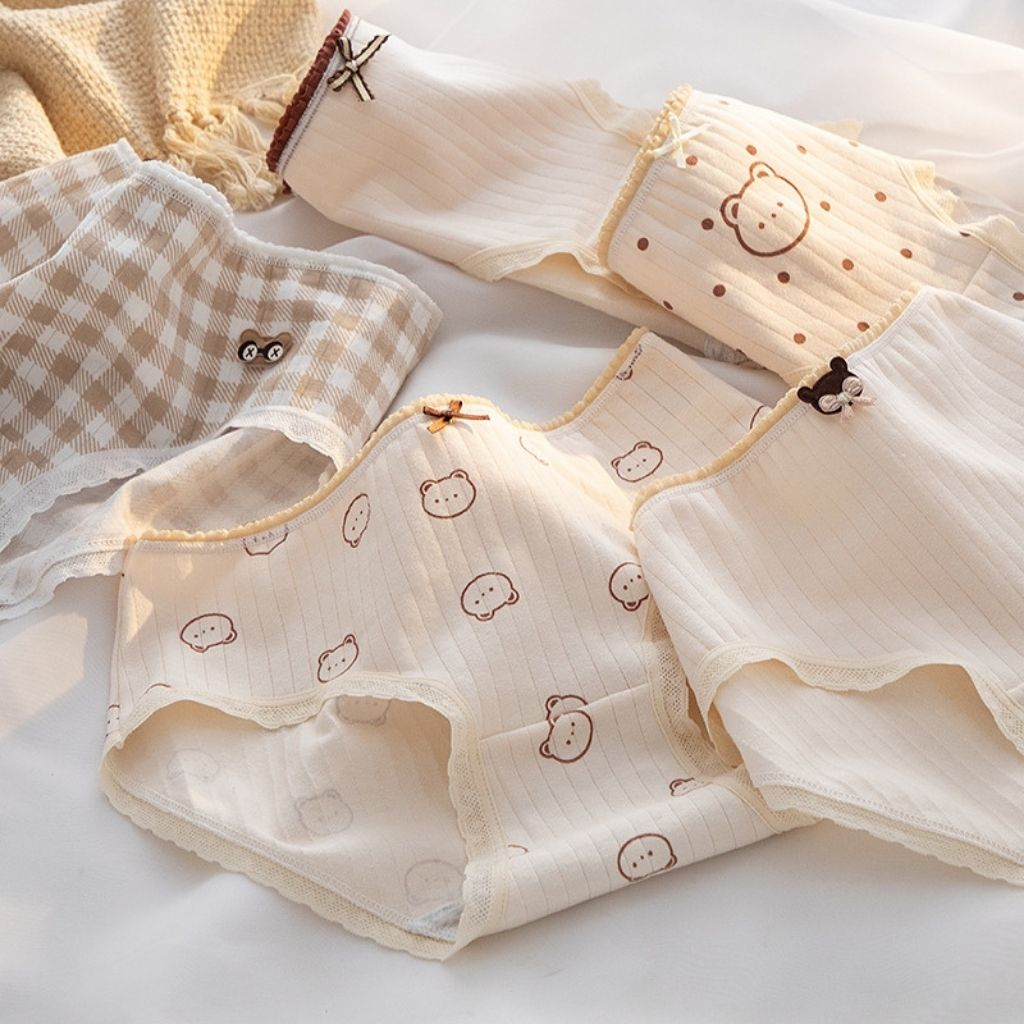 Quần lót nữ cotton kháng khuẩn khử mùi cao cấp ren viền gợi cảm họa tiết cute LANIXA L120